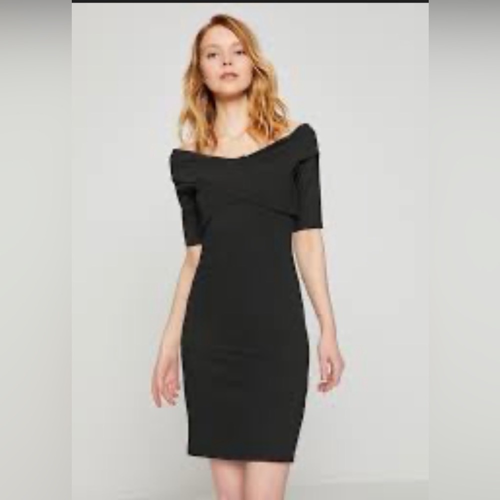 Zara Black off the shoulder body con dress